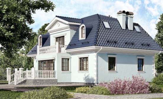 210-004-Л Проект двухэтажного дома с мансардой, классический домик из керамзитобетонных блоков Находка | Проекты домов от House Expert
