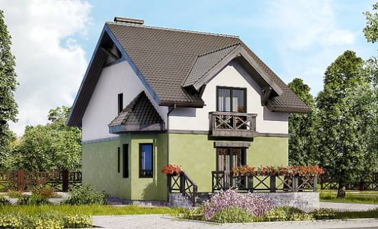120-003-П Проект двухэтажного дома с мансардным этажом, недорогой домик из газобетона Лесозаводск | Проекты домов от House Expert