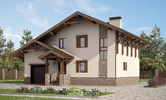 190-007-Л Проект двухэтажного дома мансардный этаж, гараж, простой дом из кирпича Спасск-Дальний | Проекты домов от House Expert