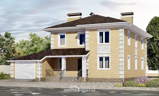 220-006-Л Проект двухэтажного дома и гаражом, просторный коттедж из теплоблока Находка | Проекты домов от House Expert