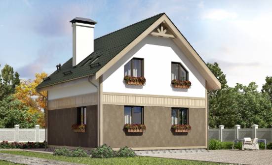 105-001-Л Проект двухэтажного дома мансардой, бюджетный коттедж из твинблока Лесозаводск | Проекты домов от House Expert