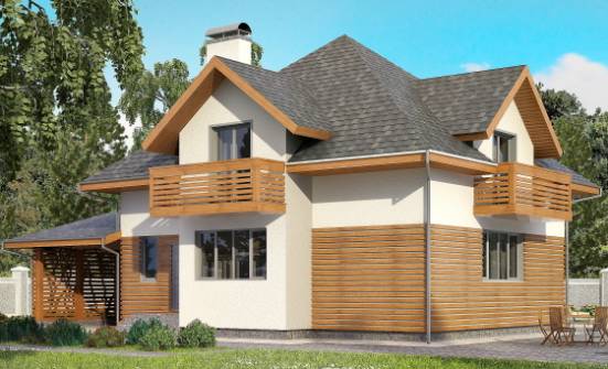 155-004-П Проект двухэтажного дома мансардой, гараж, красивый коттедж из поризованных блоков Спасск-Дальний | Проекты домов от House Expert