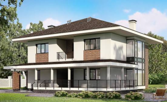 275-002-П Проект двухэтажного дома, гараж, большой коттедж из кирпича Фокино | Проекты домов от House Expert