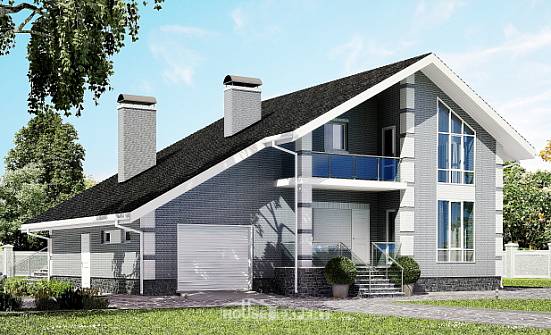 190-006-Л Проект двухэтажного дома с мансардой, гараж, красивый загородный дом из поризованных блоков Уссурийск | Проекты домов от House Expert