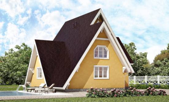 155-008-П Проект двухэтажного дома мансардный этаж, красивый коттедж из бревен Лесозаводск | Проекты домов от House Expert