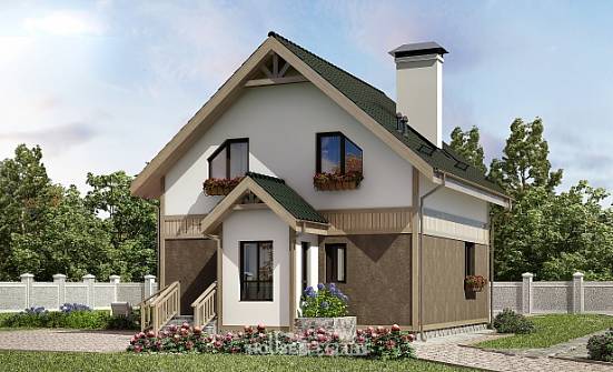 105-001-Л Проект двухэтажного дома мансардой, бюджетный коттедж из твинблока Лесозаводск | Проекты домов от House Expert