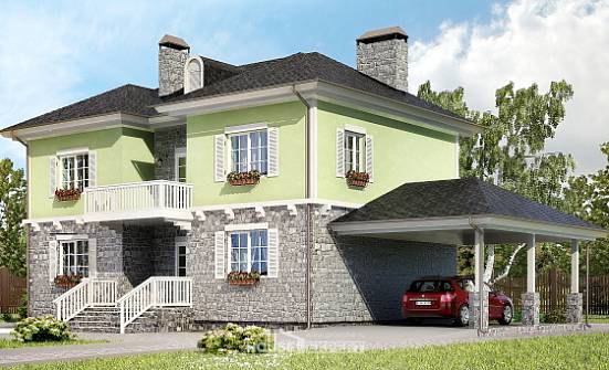 155-006-П Проект двухэтажного дома и гаражом, красивый загородный дом из арболита Владивосток | Проекты домов от House Expert