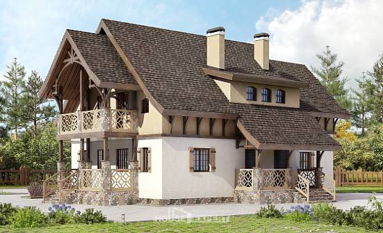 180-014-Л Проект двухэтажного дома с мансардой, уютный коттедж из пеноблока Находка | Проекты домов от House Expert