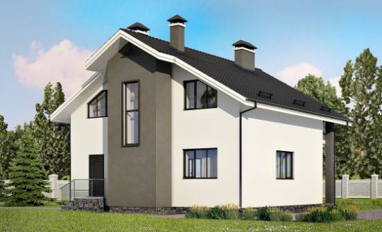 150-005-Л Проект двухэтажного дома с мансардой, небольшой домик из бризолита Владивосток | Проекты домов от House Expert