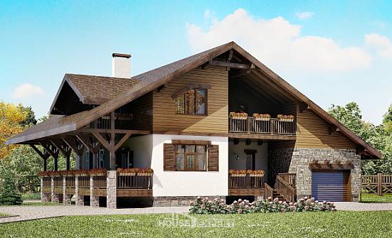 220-005-П Проект двухэтажного дома с мансардным этажом и гаражом, средний домик из кирпича Лесозаводск | Проекты домов от House Expert