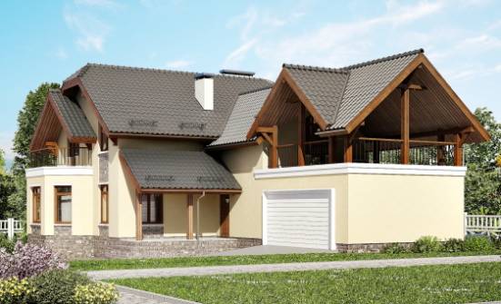 255-003-П Проект трехэтажного дома с мансардой и гаражом, классический дом из пеноблока Артём | Проекты домов от House Expert