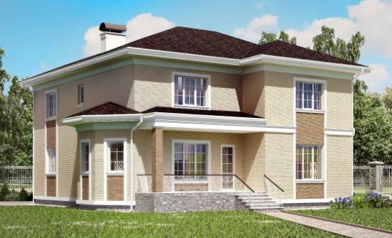 335-001-Л Проект двухэтажного дома и гаражом, красивый домик из кирпича Уссурийск | Проекты домов от House Expert
