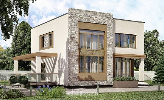 185-001-П Проект двухэтажного дома, средний загородный дом из пеноблока Фокино | Проекты домов от House Expert