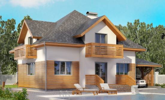 155-004-П Проект двухэтажного дома мансардой, гараж, красивый коттедж из поризованных блоков Спасск-Дальний | Проекты домов от House Expert