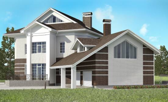 410-001-П Проект двухэтажного дома и гаражом, огромный коттедж из кирпича Фокино | Проекты домов от House Expert