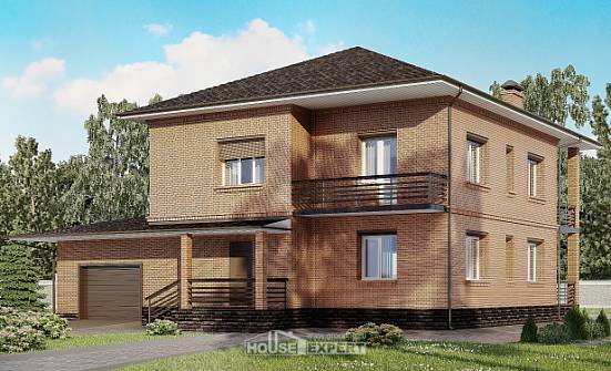 245-003-Л Проект двухэтажного дома и гаражом, красивый коттедж из кирпича Владивосток | Проекты домов от House Expert