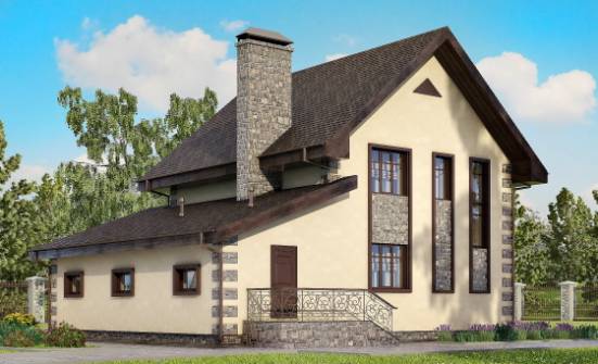 160-004-П Проект двухэтажного дома и гаражом, доступный коттедж из газосиликатных блоков Арсеньев | Проекты домов от House Expert