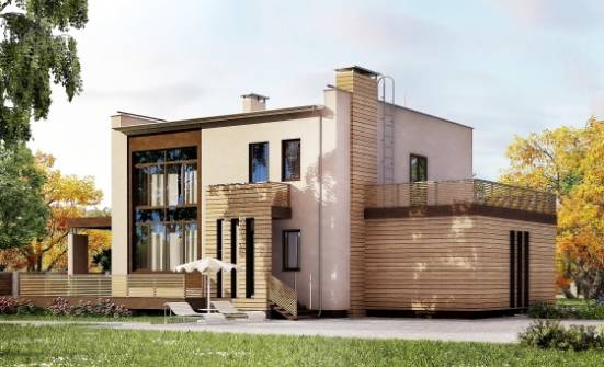 220-003-Л Проект двухэтажного дома и гаражом, современный домик из бризолита Большой Камень | Проекты домов от House Expert