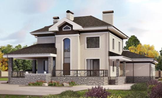 365-001-Л Проект трехэтажного дома и гаражом, просторный домик из кирпича Лесозаводск | Проекты домов от House Expert