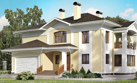 375-002-Л Проект двухэтажного дома и гаражом, классический коттедж из кирпича Фокино | Проекты домов от House Expert