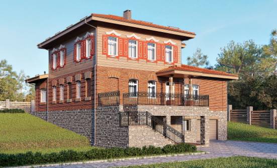 380-002-Л Проект трехэтажного дома, гараж, уютный дом из кирпича Владивосток | Проекты домов от House Expert