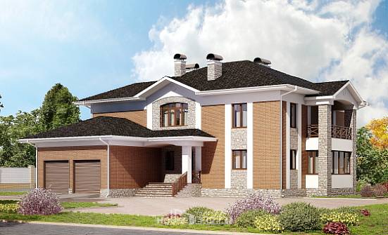520-002-Л Проект трехэтажного дома, гараж, современный дом из бризолита Фокино | Проекты домов от House Expert