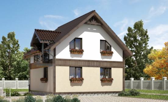 105-001-П Проект двухэтажного дома с мансардным этажом, красивый домик из теплоблока Артём | Проекты домов от House Expert