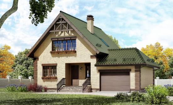 160-007-П Проект двухэтажного дома с мансардой и гаражом, небольшой домик из арболита Партизанск | Проекты домов от House Expert