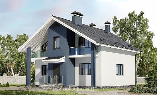 150-005-П Проект двухэтажного дома мансардой, бюджетный дом из твинблока Лесозаводск | Проекты домов от House Expert