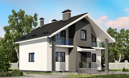 150-005-Л Проект двухэтажного дома с мансардой, небольшой домик из бризолита Владивосток | Проекты домов от House Expert