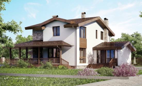 220-001-П Проект двухэтажного дома с мансардным этажом, гараж, классический загородный дом из арболита Уссурийск | Проекты домов от House Expert