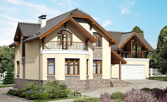 255-003-П Проект трехэтажного дома с мансардой и гаражом, классический дом из пеноблока Артём | Проекты домов от House Expert