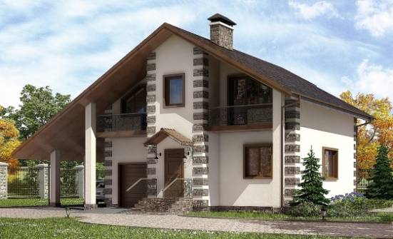 150-003-Л Проект двухэтажного дома мансардой, гараж, простой загородный дом из бревен Артём | Проекты домов от House Expert