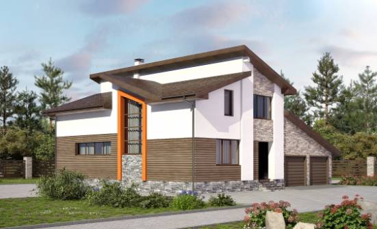 240-004-П Проект двухэтажного дома мансардой и гаражом, классический домик из бризолита Находка | Проекты домов от House Expert