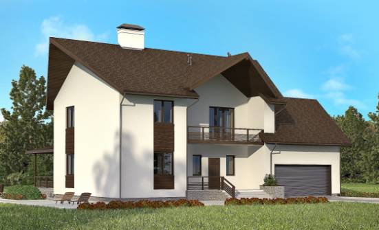 300-002-П Проект двухэтажного дома с мансардой, гараж, уютный загородный дом из теплоблока Владивосток | Проекты домов от House Expert