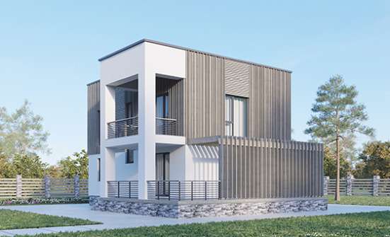 150-017-П Проект двухэтажного дома, недорогой загородный дом из теплоблока Лесозаводск | Проекты домов от House Expert