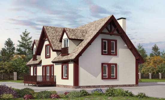 300-008-Л Проект двухэтажного дома мансардой, гараж, классический домик из твинблока Партизанск | Проекты домов от House Expert
