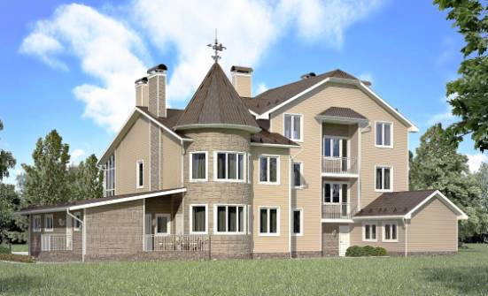 555-001-Л Проект трехэтажного дома с мансардой, гараж, большой домик из поризованных блоков Арсеньев | Проекты домов от House Expert
