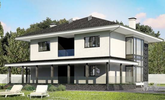 245-002-П Проект двухэтажного дома, гараж, уютный коттедж из теплоблока Владивосток | Проекты домов от House Expert