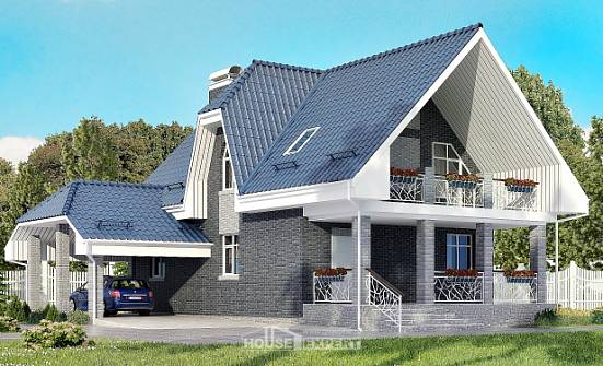 125-002-Л Проект двухэтажного дома с мансардным этажом и гаражом, уютный коттедж из керамзитобетонных блоков Владивосток | Проекты домов от House Expert