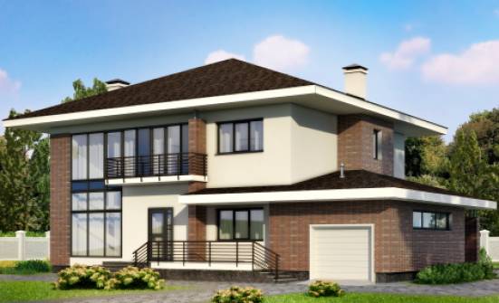 275-002-П Проект двухэтажного дома, гараж, большой коттедж из кирпича Фокино | Проекты домов от House Expert