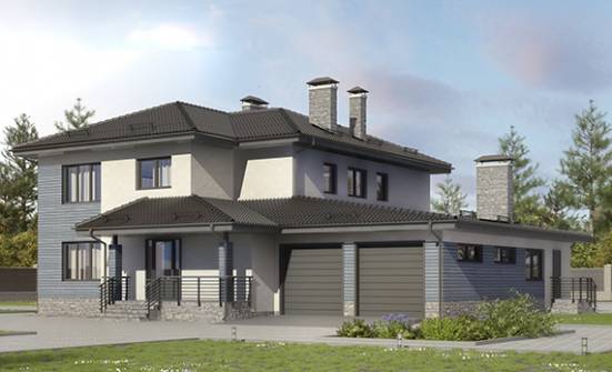 340-005-П Проект двухэтажного дома, гараж, красивый коттедж из бризолита Артём | Проекты домов от House Expert