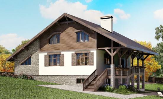 300-003-П Проект трехэтажного дома с мансардой и гаражом, классический коттедж из кирпича Владивосток | Проекты домов от House Expert