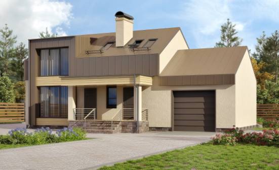 150-015-Л Проект двухэтажного дома мансардный этаж, гараж, бюджетный загородный дом из блока Артём | Проекты домов от House Expert