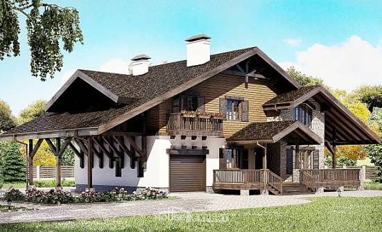 270-001-Л Проект двухэтажного дома с мансардой и гаражом, средний коттедж из кирпича Уссурийск | Проекты домов от House Expert