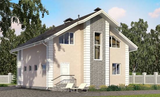 150-002-П Проект двухэтажного дома мансардный этаж, гараж, недорогой домик из блока Находка | Проекты домов от House Expert