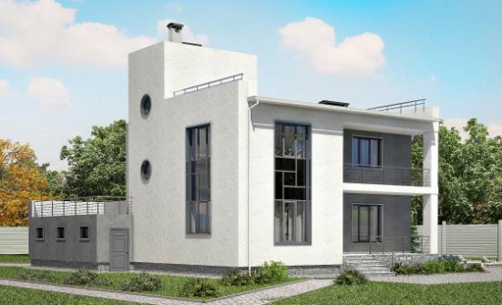 255-001-П Проект двухэтажного дома и гаражом, красивый дом из теплоблока Большой Камень | Проекты домов от House Expert