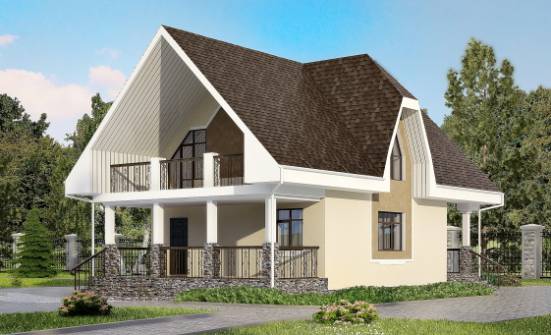 125-001-Л Проект двухэтажного дома мансардой, небольшой коттедж из газобетона Партизанск | Проекты домов от House Expert