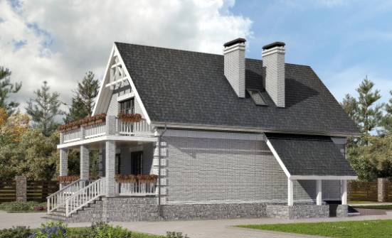 200-009-П Проект трехэтажного дома с мансардой, гараж, современный дом из бризолита Уссурийск | Проекты домов от House Expert