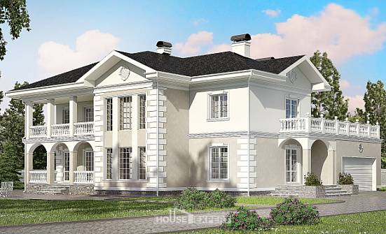 340-002-П Проект двухэтажного дома и гаражом, огромный коттедж из кирпича Арсеньев | Проекты домов от House Expert